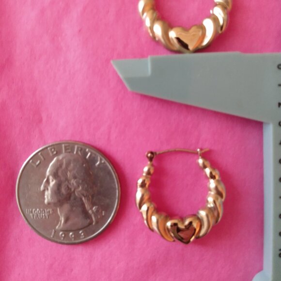 Beautiful solid 14kt  yellow gold, hoops! - Picture 2 of 9